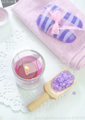 Image of sea salt, soap and candle