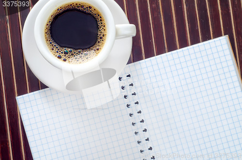 Image of coffee and note