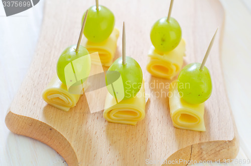 Image of canape with drape and cheese