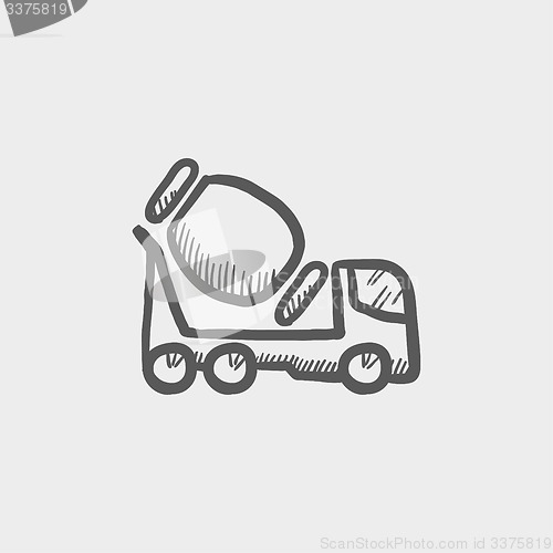 Image of Concrete mixer truck sketch icon