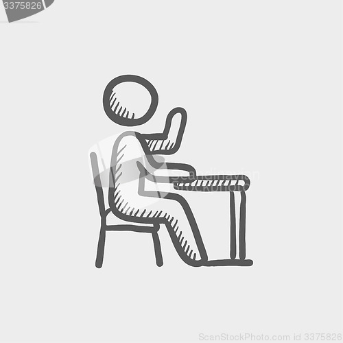 Image of Student sitting on a chair sketch icon