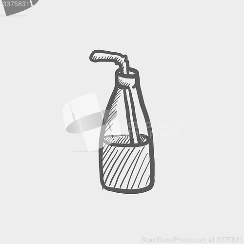 Image of Bottle of milk with straw sketch icon