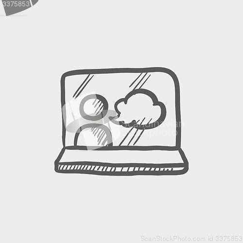 Image of Video chat online sketch icon
