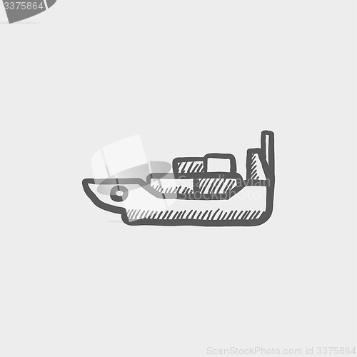 Image of Cargo ship with container sketch icon
