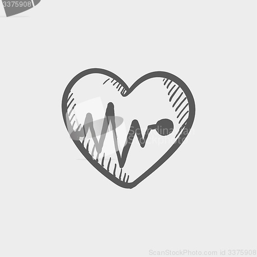 Image of Heart with cardiogram sketch icon