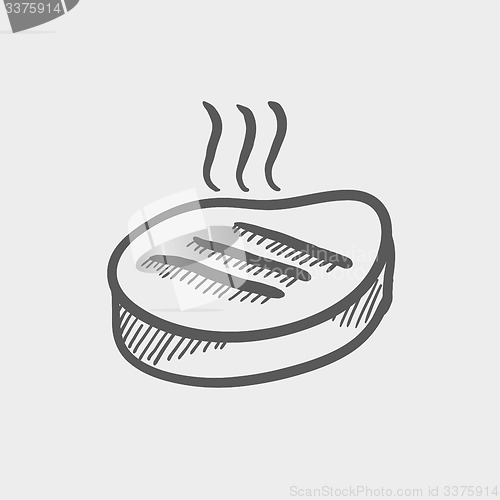 Image of Grilled steak sketch icon