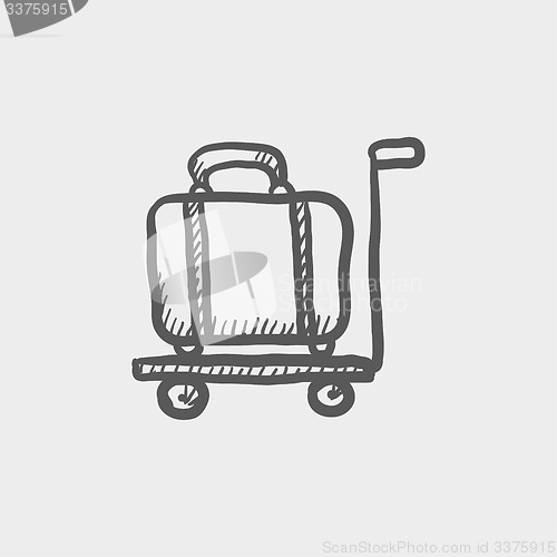 Image of Luggage on a trolley sketch icon