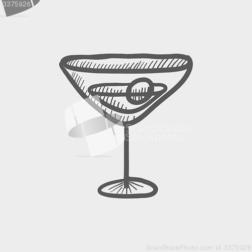 Image of Cocktail drink with cherry sketch icon