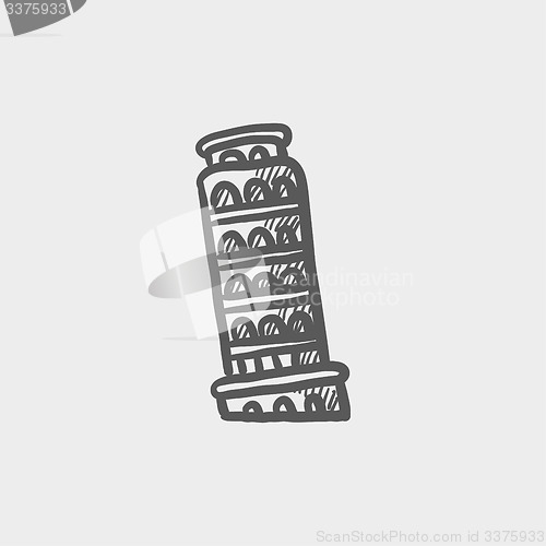 Image of Leaning tower of pisa sketch icon