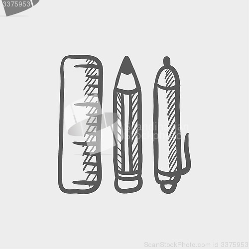 Image of School supplies sketch icon