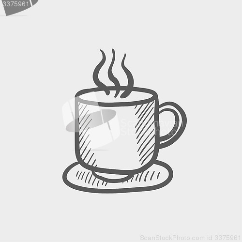 Image of Cup of hot coffee sketch icon