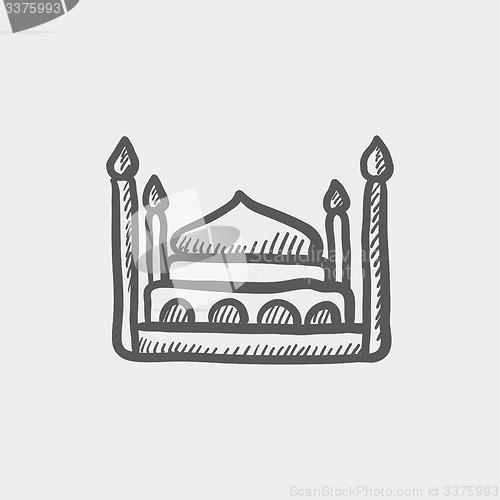 Image of First class room hotel bed sketch icon