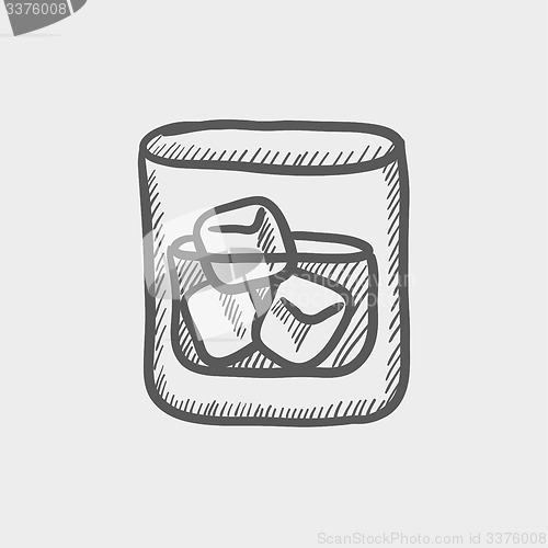 Image of Glass of water with ice sketch icon