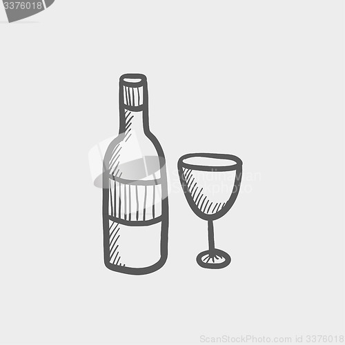 Image of Bottle of whisky and a glass sketch icon