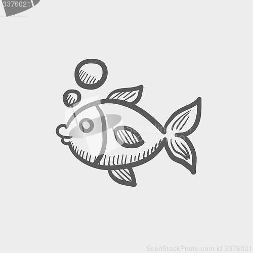 Image of Little fish under water sketch icon