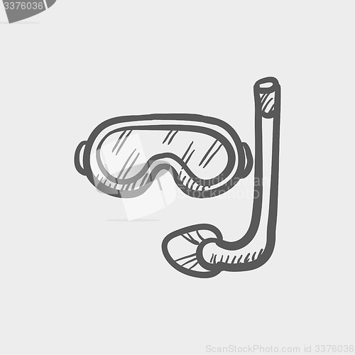 Image of Snorkel and mask for diving sketch icon