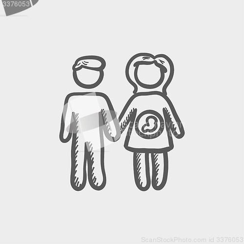 Image of Husband with pregnant wife sketch icon