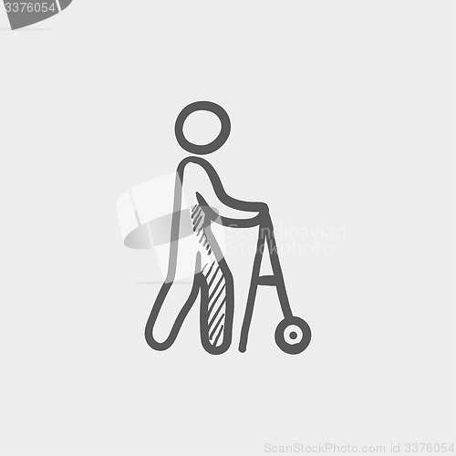 Image of Disabled person with walking sketch icon