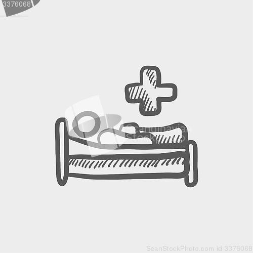 Image of Medical bed with patient sketch icon