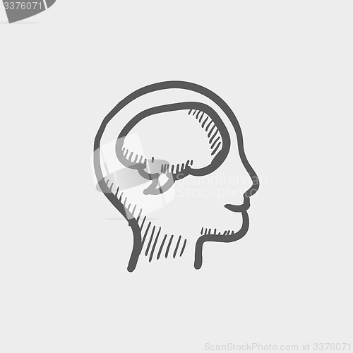 Image of Human head with brain sketch icon