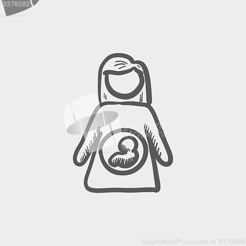 Image of Baby fetus in mother womb sketch icon