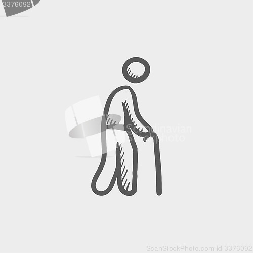 Image of Man with cane sketch icon
