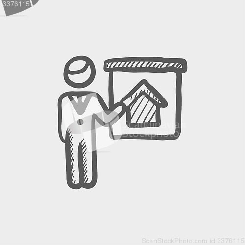 Image of Real estate agent training sketch icon