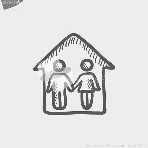 Image of Couple house sketch icon