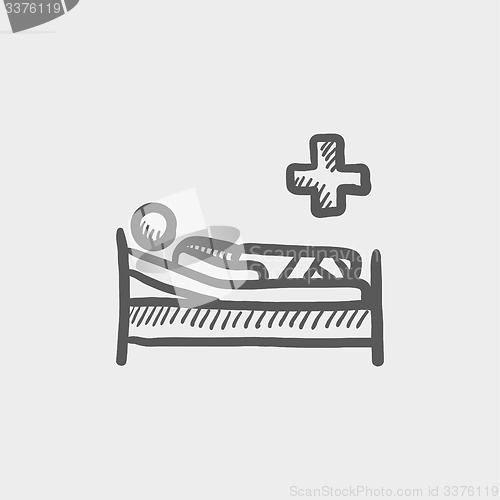 Image of Patient is lying in medical bed sketch icon