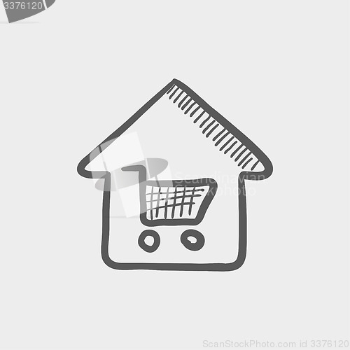 Image of House shopping sketch icon