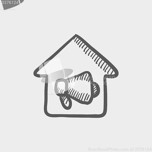Image of House fire alarm sketch icon