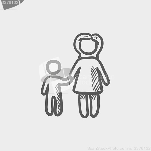 Image of Mother and child sketch icon