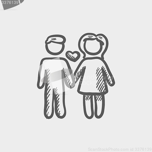 Image of Loving couple sketch icon