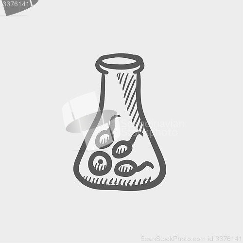 Image of Chemical bottle with virus and bacteria sketch icon