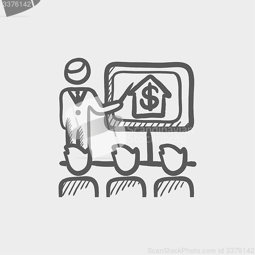 Image of Real estate agent seminar sketch icon