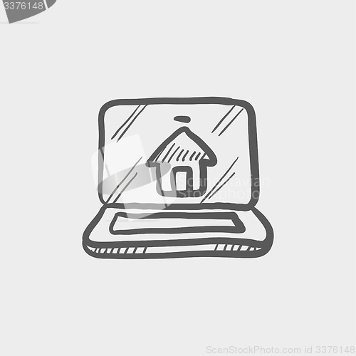 Image of Online house shopping sketch icon