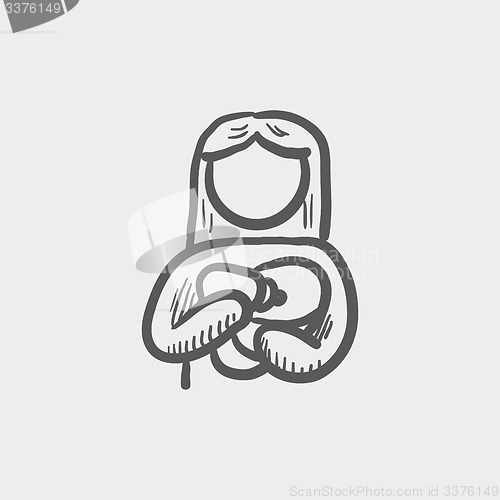 Image of Mother and baby breastfeeding sketch icon