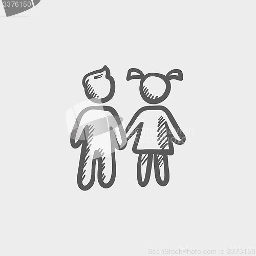 Image of Little siblings sketch icon