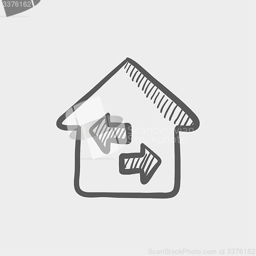 Image of House with left and right arrow sketch icon