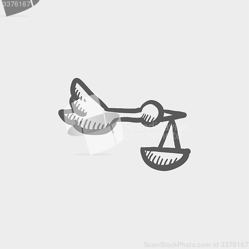 Image of Baby basket with stork sketch icon