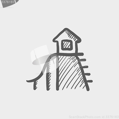 Image of Playhouse with slide sketch icon