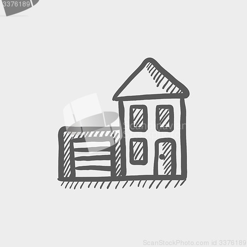 Image of House with garage sketch icon