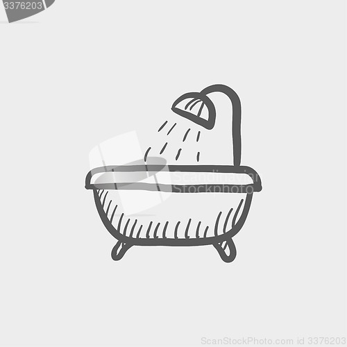Image of Bathtub with shower sketch icon