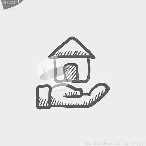 Image of Hand owned the house sketch icon