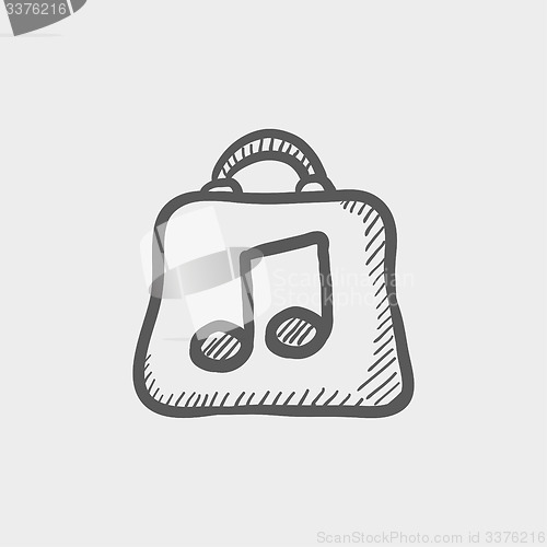 Image of Shopping bag with music note sketch icon