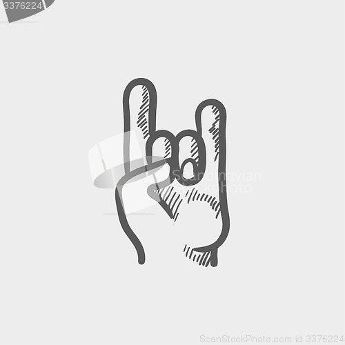 Image of Rock and roll hand sign sketch icon