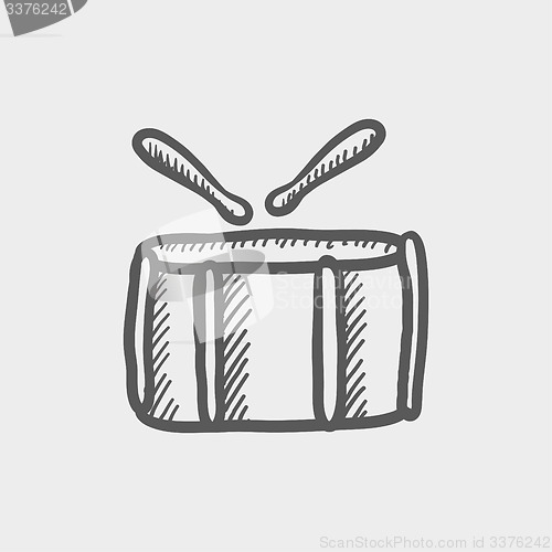 Image of Snare drum with stick sketch icon