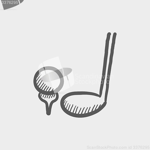 Image of Golf ball and putter sketch icon