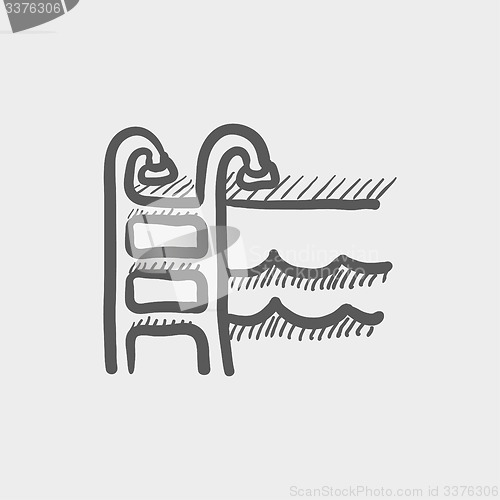 Image of Swimming pool ladder sketch icon