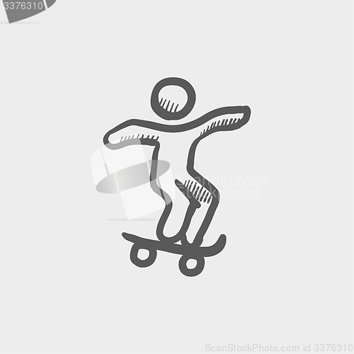 Image of Man skateboarding sketch icon